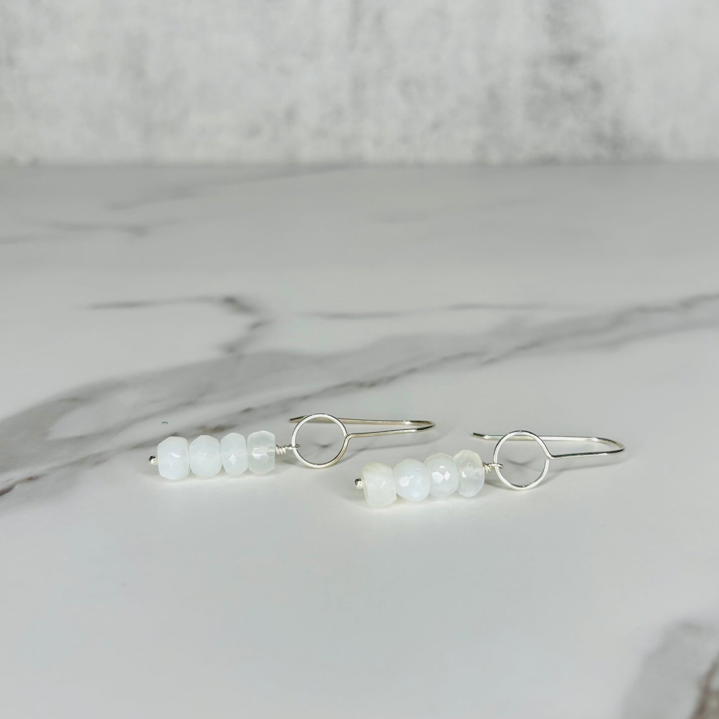 Stacked White Moonstone Earrings