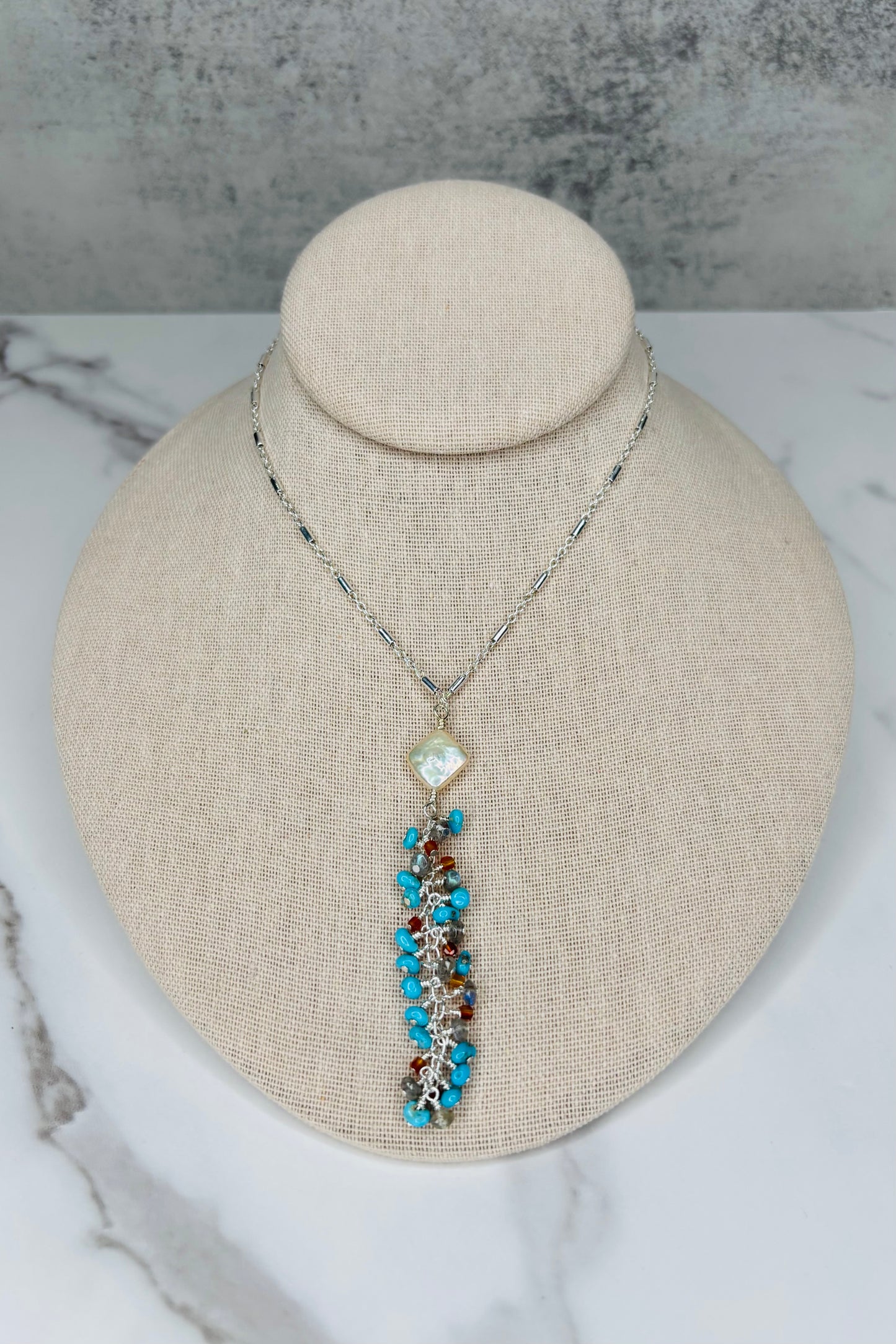 Dainty Turquoise Tassel Necklace