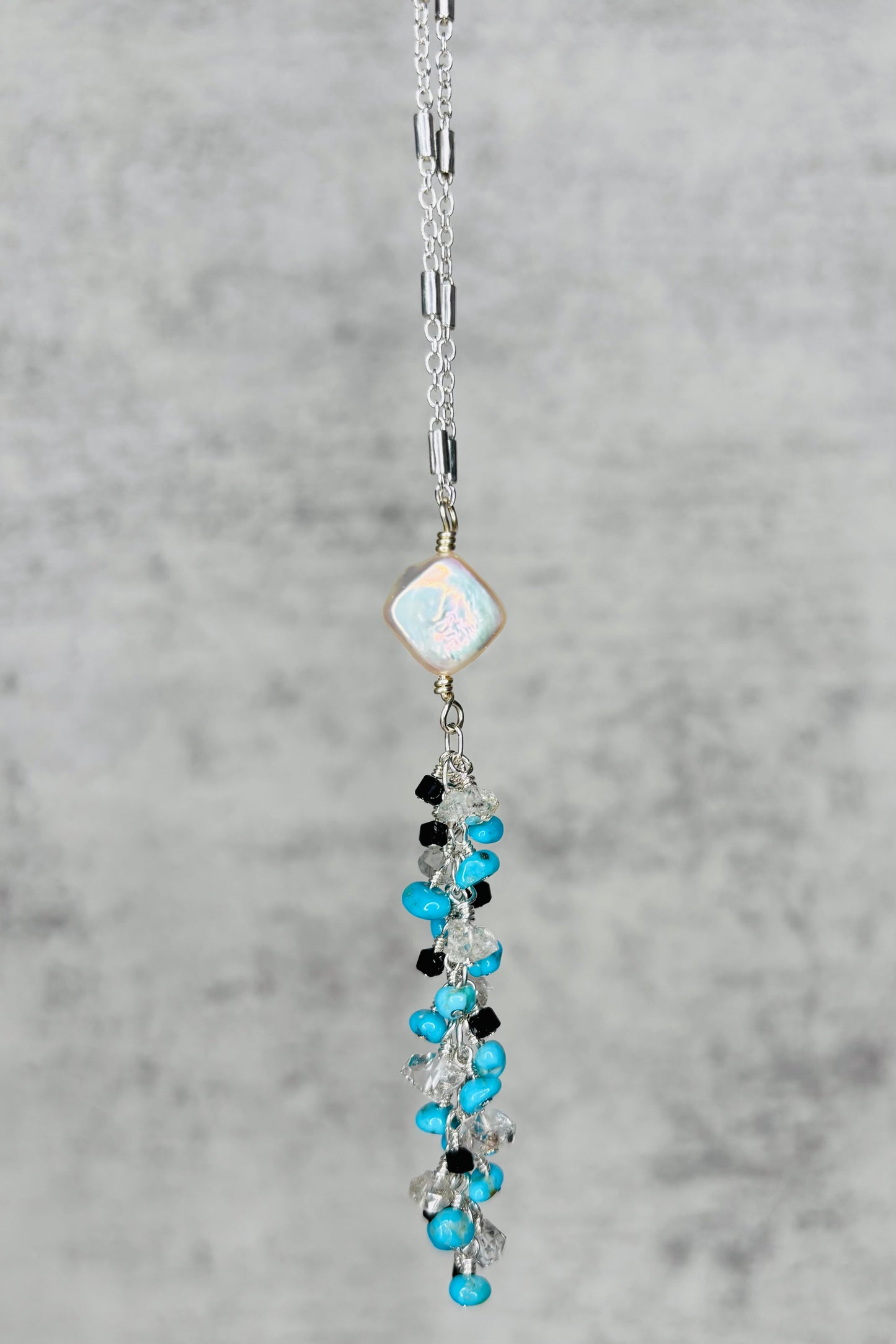 Dainty Turquoise Tassel Necklace