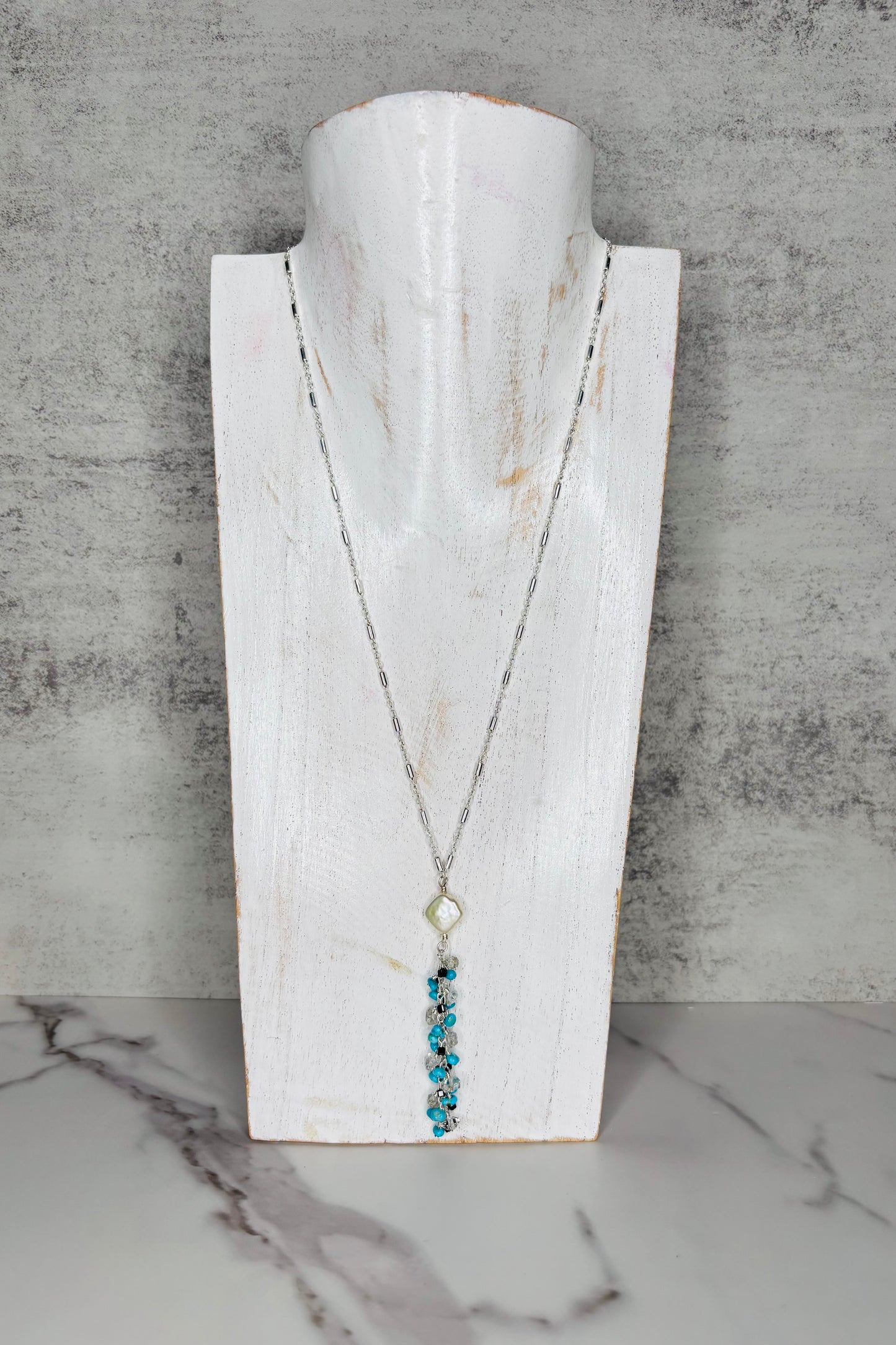 Dainty Turquoise Tassel Necklace