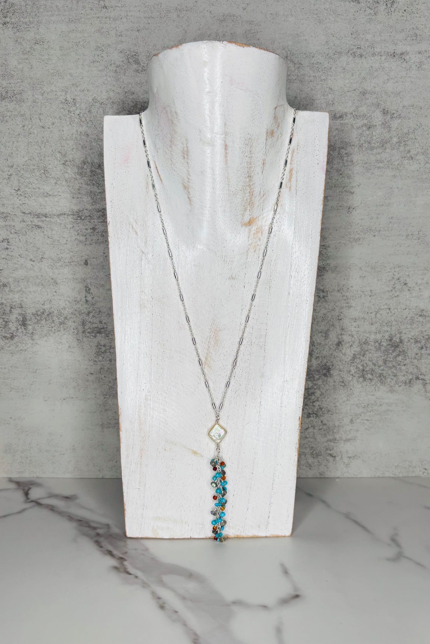 Dainty Turquoise Tassel Necklace